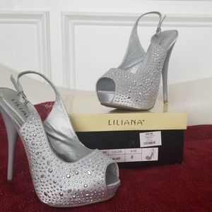 Silver Peep Toe w/Studs